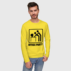 Лонгслив хлопковый мужской Office Party цвета желтый — фото 2