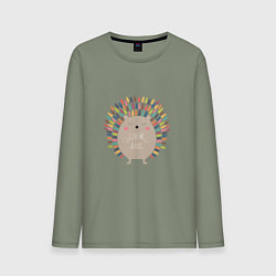 Лонгслив хлопковый мужской Hedgehog: give me a hug, цвет: авокадо