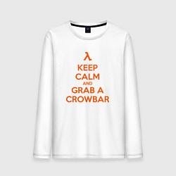 Лонгслив хлопковый мужской Keep Calm & Grab a Crowbar, цвет: белый