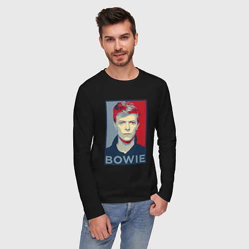 Мужской лонгслив Bowie Poster / Черный – фото 3