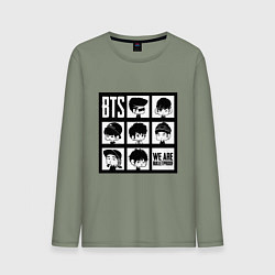Лонгслив хлопковый мужской BTS: We are bulletproof, цвет: авокадо