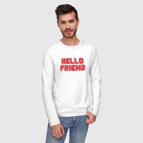 Мужской лонгслив Hello Friend / Белый – фото 3