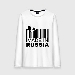 Лонгслив хлопковый мужской Made in Russia штрихкод, цвет: белый