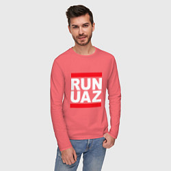Лонгслив хлопковый мужской Run UAZ, цвет: коралловый — фото 2