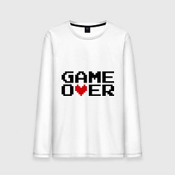 Лонгслив хлопковый мужской Game over 8 bit, цвет: белый