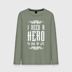 Лонгслив хлопковый мужской Skillet: I need a Hero, цвет: авокадо