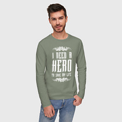 Лонгслив хлопковый мужской Skillet: I need a Hero, цвет: авокадо — фото 2