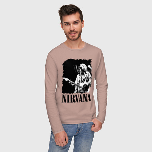 Мужской лонгслив Black Nirvana / Пыльно-розовый – фото 3