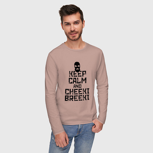 Мужской лонгслив Keep Calm & Cheeki Breeki / Пыльно-розовый – фото 3