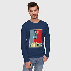 Лонгслив хлопковый мужской Cybernetics, цвет: тёмно-синий — фото 2