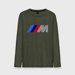 Лонгслив хлопковый мужской BMW M цвета меланж-хаки — фото 1