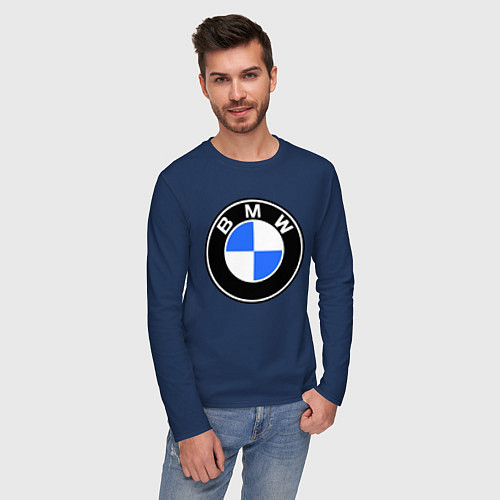 Мужской лонгслив Logo BMW / Тёмно-синий – фото 3