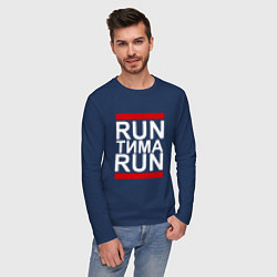 Лонгслив хлопковый мужской Run Тима Run, цвет: тёмно-синий — фото 2