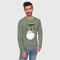 Лонгслив хлопковый мужской Totoro с зонтом, цвет: авокадо — фото 2