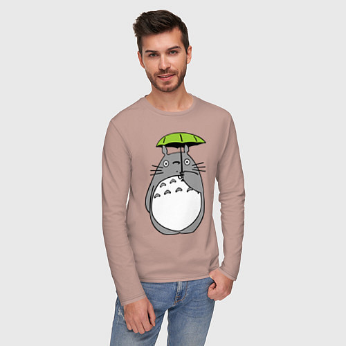 Мужской лонгслив Totoro с зонтом / Пыльно-розовый – фото 3