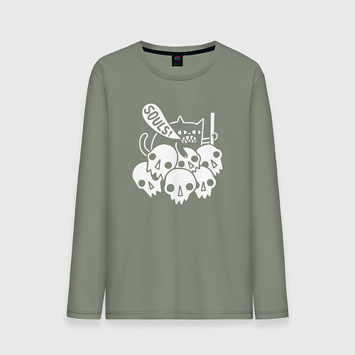 Мужской лонгслив Cat Got Your Soul / Авокадо – фото 1