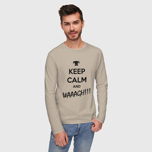 Мужской лонгслив Keep Calm & WAAAGH / Миндальный – фото 3