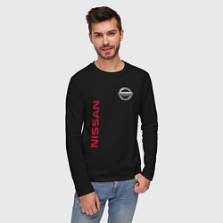 Лонгслив хлопковый мужской Nissan Style, цвет: черный — фото 2