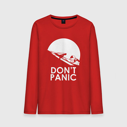 Мужской лонгслив Elon: Don't Panic / Красный – фото 1