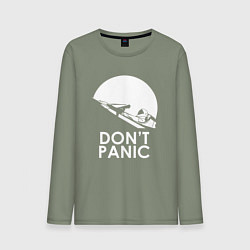 Лонгслив хлопковый мужской Elon: Don't Panic, цвет: авокадо