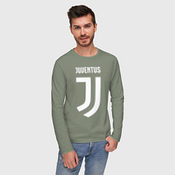 Лонгслив хлопковый мужской FC Juventus, цвет: авокадо — фото 2