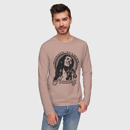 Мужской лонгслив Bob Marley: Island / Пыльно-розовый – фото 3