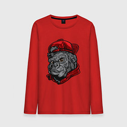 Лонгслив хлопковый мужской Уличная горилла, цвет: красный