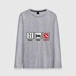 Лонгслив хлопковый мужской Еда, сон и Dota, цвет: меланж