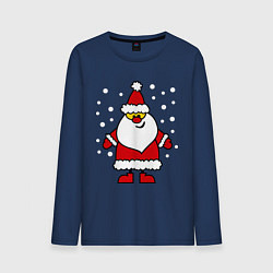 Лонгслив хлопковый мужской Веселый Дед Мороз, цвет: тёмно-синий