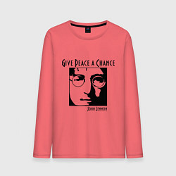 Лонгслив хлопковый мужской Give Peace a Chance, цвет: коралловый