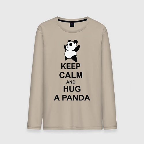 Мужской лонгслив Keep Calm & Hug A Panda / Миндальный – фото 1