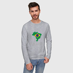 Лонгслив хлопковый мужской Brazil Country цвета меланж — фото 2