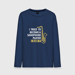 Лонгслив хлопковый мужской Saxophone Player, цвет: тёмно-синий