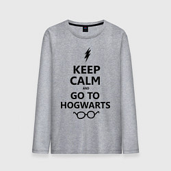 Лонгслив хлопковый мужской Keep Calm & Go To Hogwarts, цвет: меланж