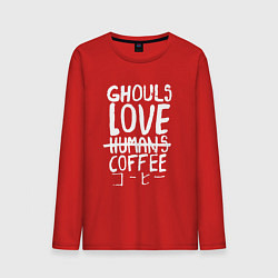 Лонгслив хлопковый мужской Ghouls Love Coffee, цвет: красный