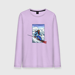 Лонгслив хлопковый мужской Лыжный Спорт цвета лаванда — фото 1