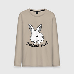 Лонгслив хлопковый мужской Rabbit: follow me, цвет: миндальный