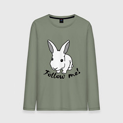 Лонгслив хлопковый мужской Rabbit: follow me, цвет: авокадо