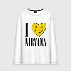 Лонгслив хлопковый мужской I love Nirvana, цвет: белый