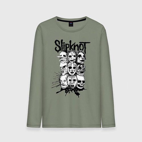 Мужской лонгслив Slipknot Faces / Авокадо – фото 1