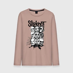 Лонгслив хлопковый мужской Slipknot Faces, цвет: пыльно-розовый
