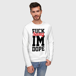 Лонгслив хлопковый мужской Fuck Swag im Dope, цвет: белый — фото 2