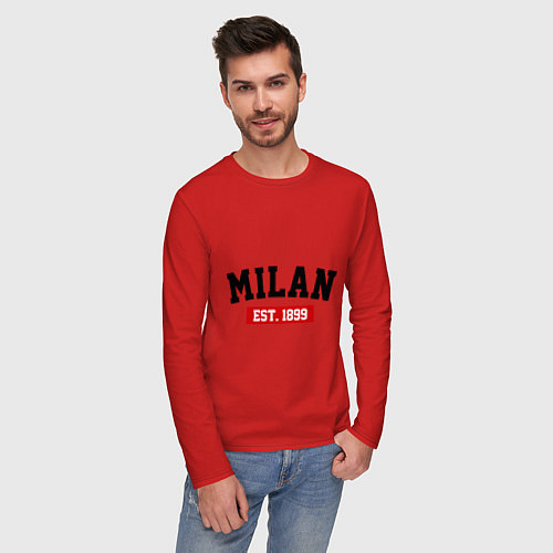 Мужской лонгслив FC Milan Est. 1899 / Красный – фото 3