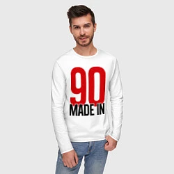 Лонгслив хлопковый мужской Made in 90s, цвет: белый — фото 2