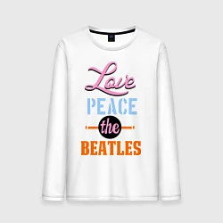 Лонгслив хлопковый мужской Love peace the Beatles, цвет: белый