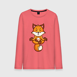 Лонгслив хлопковый мужской Лисиная йога, цвет: коралловый