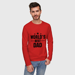 Лонгслив хлопковый мужской Worlds best DADDY, цвет: красный — фото 2