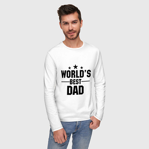 Мужской лонгслив Worlds best DADDY / Белый – фото 3