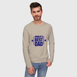 Лонгслив хлопковый мужской Worlds best dad, цвет: миндальный — фото 2