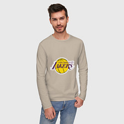 Лонгслив хлопковый мужской LA Lakers, цвет: миндальный — фото 2